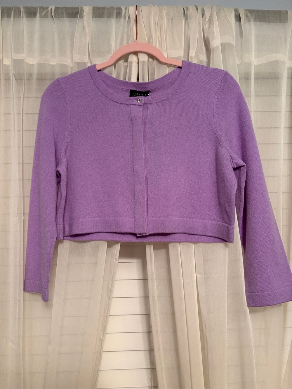 Saks Fifth Avenue Lavender Cropped Knit Cardigan